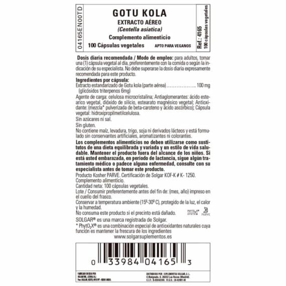 Gotu Kola SFP - Centella Asiática - 100 Cápsulas Veganas
