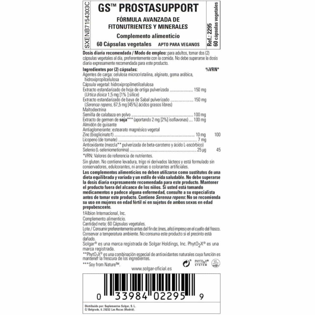 GS Prostate Support - 60 Cápsulas Veganas detalle 1