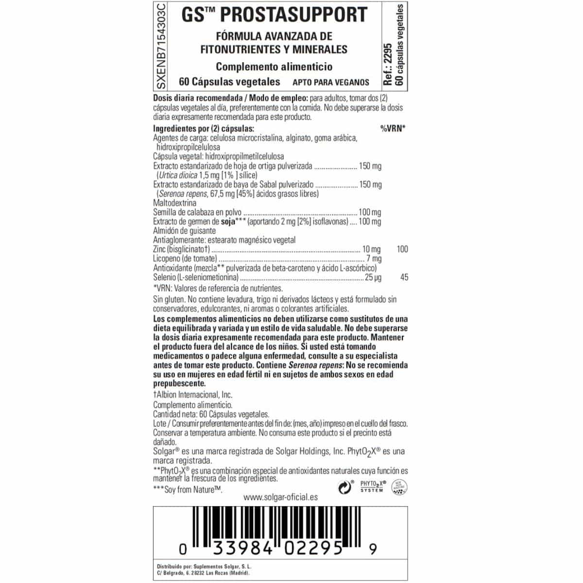 GS Prostate Support – 60 Cápsulas Veganas