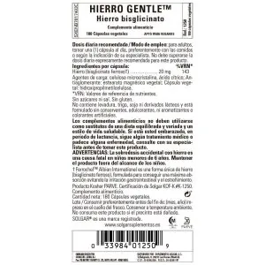 Hierro Gentle que No estriñe 20 mg – 180 Cápsulas Veganas