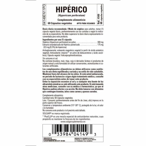 Hipérico Corazoncillo 175 mg - 60 Cápsulas Veganas