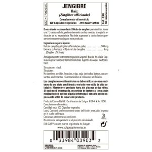 Jengibre 520 mg – 100 Cápsulas Veganas