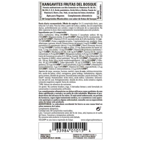 Kangavites Multi Frutas del Bosque - 60 Comprimidos Masticables