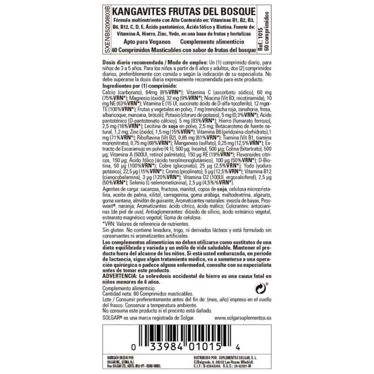 Kangavites Multi Frutas del Bosque – 60 Comprimidos Masticables