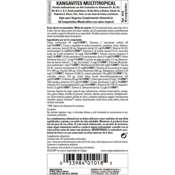 Kangavites Multi Frutas Tropicales - 60 Comprimidos Masticables