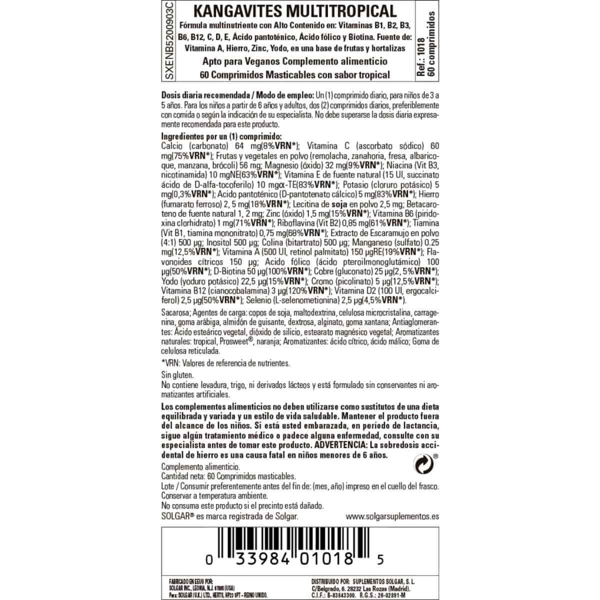 Kangavites Multi Frutas Tropicales – 60 Comprimidos Masticables