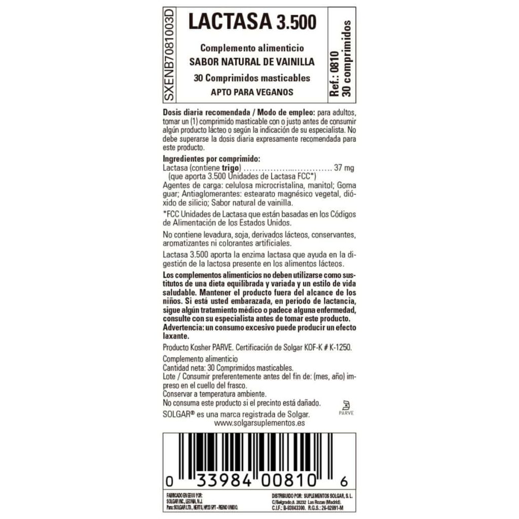 Lactasa 3500 - 30 Comprimidos Masticables detalle 1