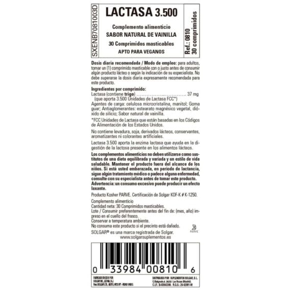 Lactasa 3500 - 30 Comprimidos Masticables