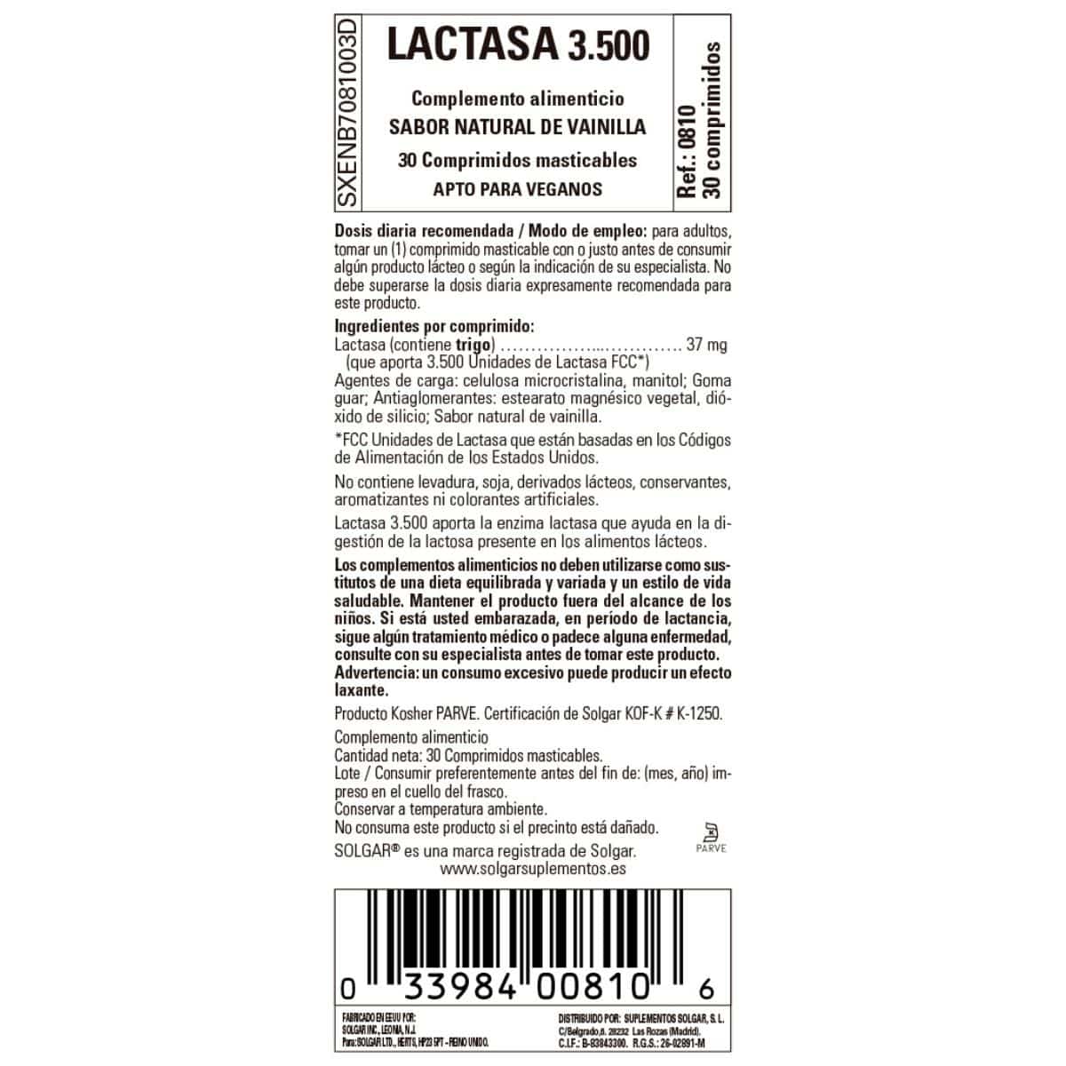 Lactasa 3500 – 30 Comprimidos Masticables