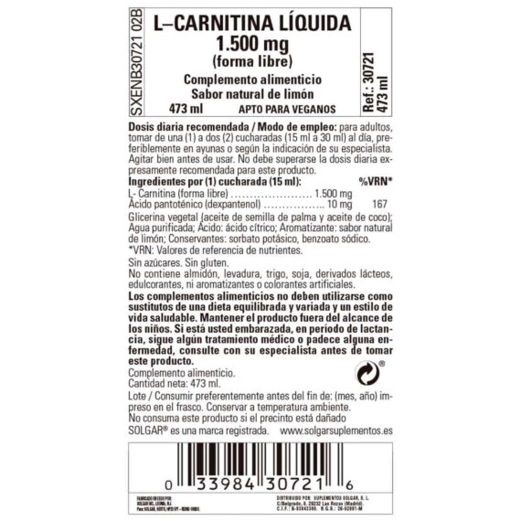 L-Carnitina Líquida 1500 mg - 473 ml