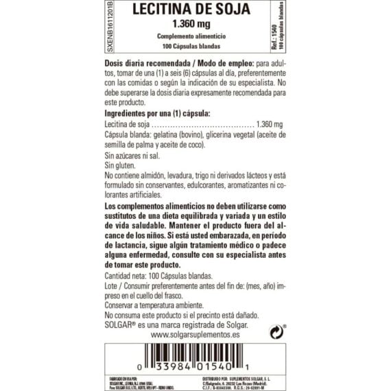 Lecitina de Soja 1360 mg - 100 Perlas