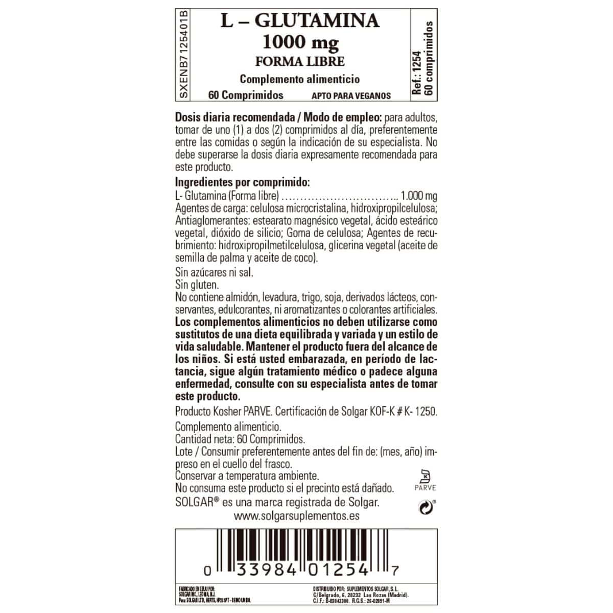 L-Glutamina 1000 mg – 60 Comprimidos