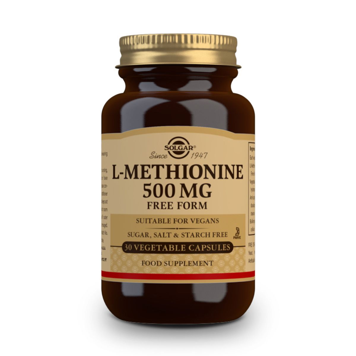 L-Metionina 500 mg – 30 Cápsulas Veganas