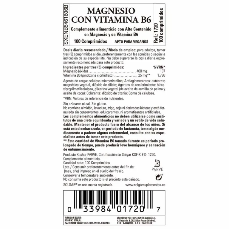 Magnesio + B6 – 100 Comprimidos