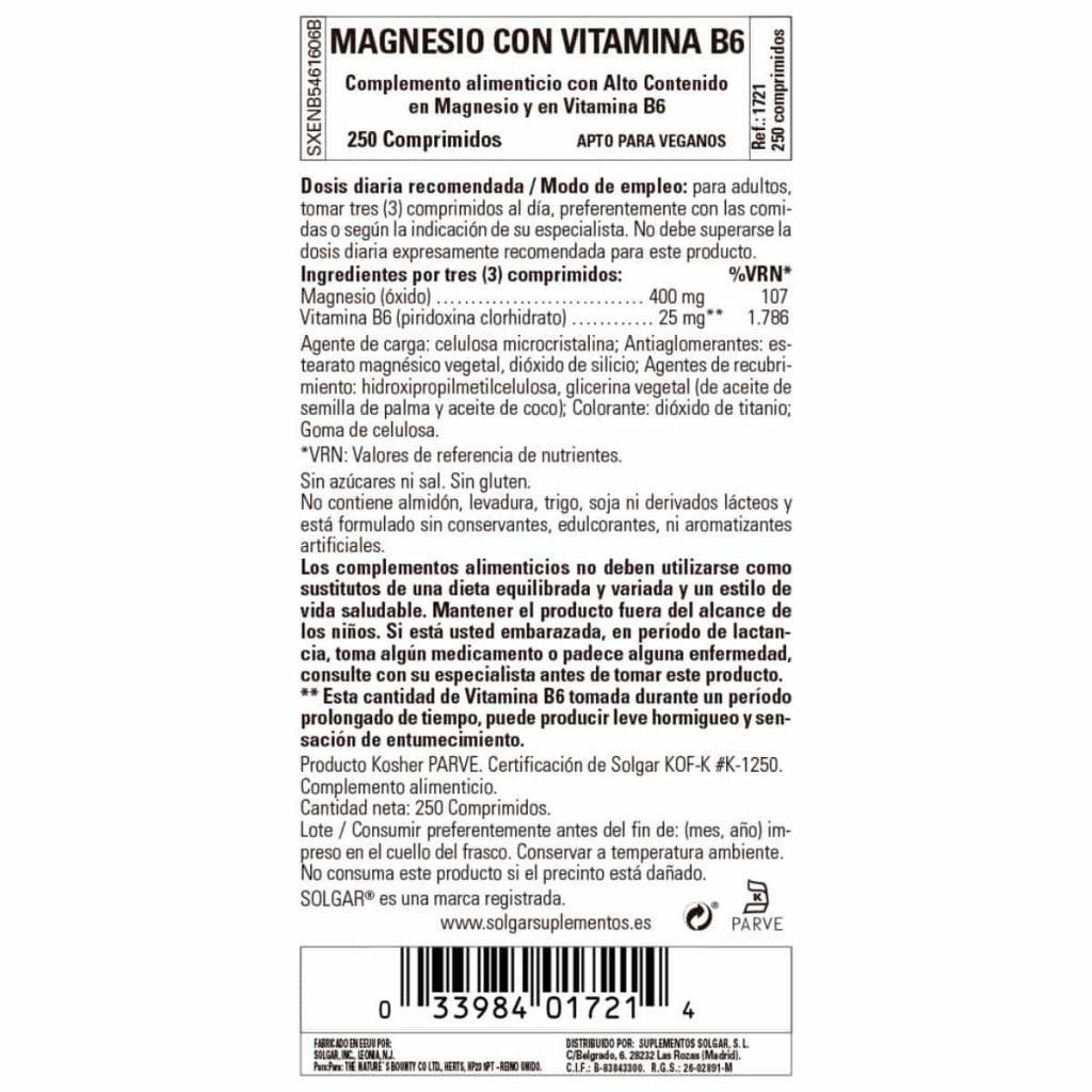 Magnesio + B6 - 250 Comprimidos detalle 1