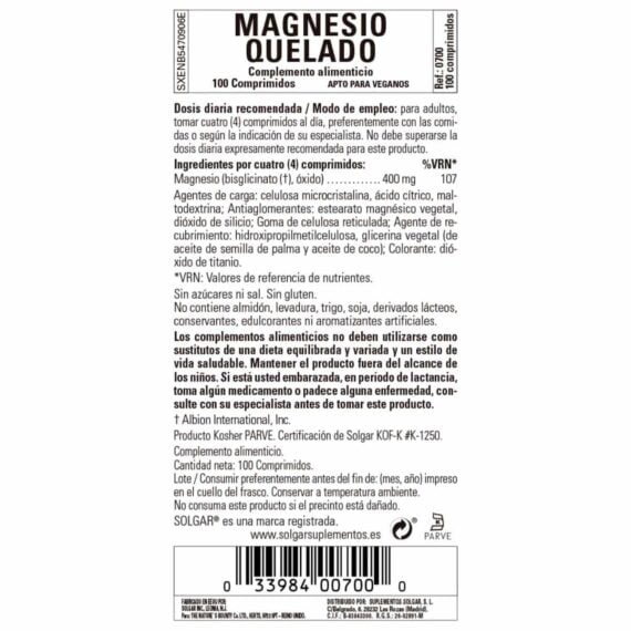 Magnesio Quelado - 100 Comprimidos