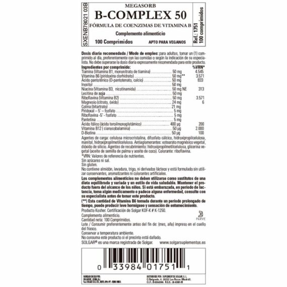 Megasorb B-complex - 100 Comprimidos