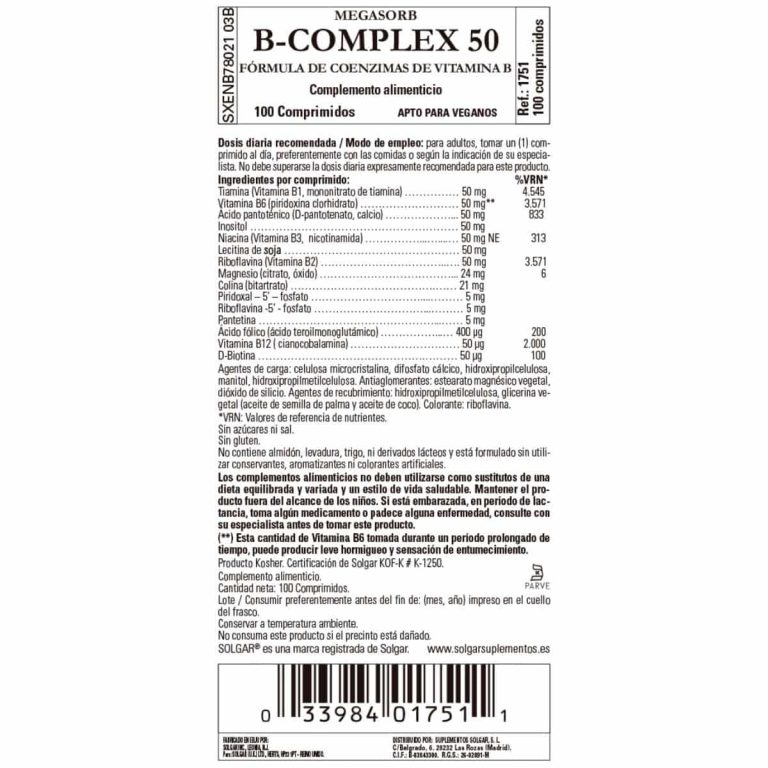 Megasorb B-complex – 100 Comprimidos