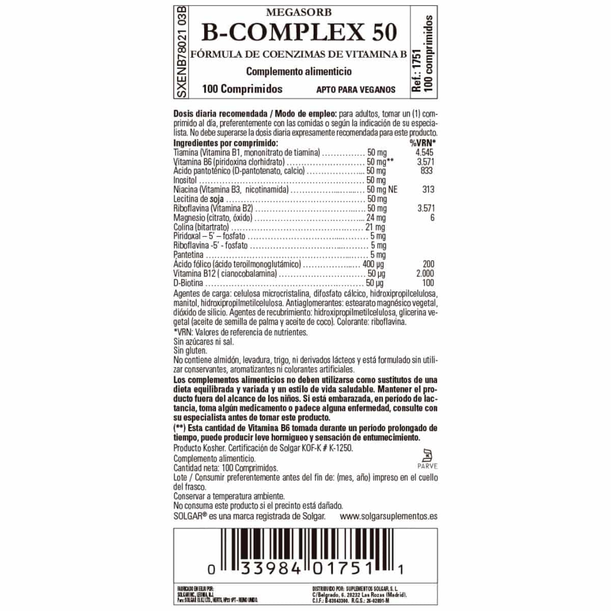 Megasorb B-complex – 100 Comprimidos