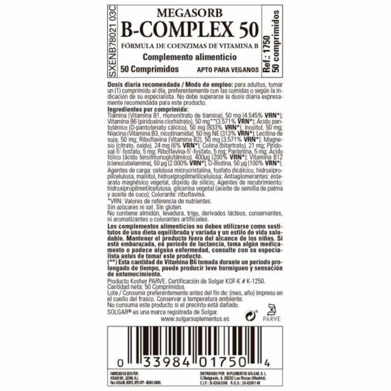 Megasorb B-complex - 50 Comprimidos