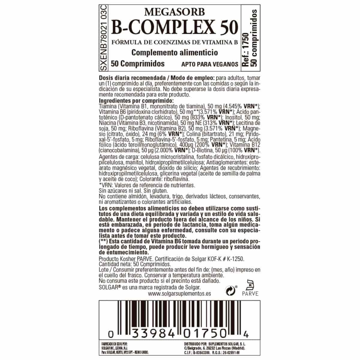 Megasorb B-complex – 50 Comprimidos