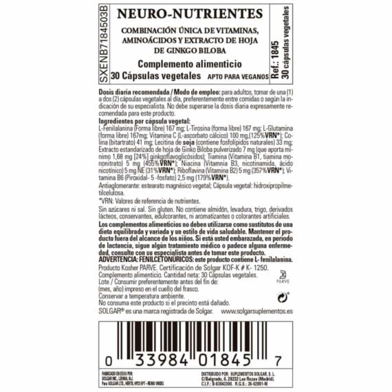 Neuro Nutrientes - 30 Cápsulas Veganas