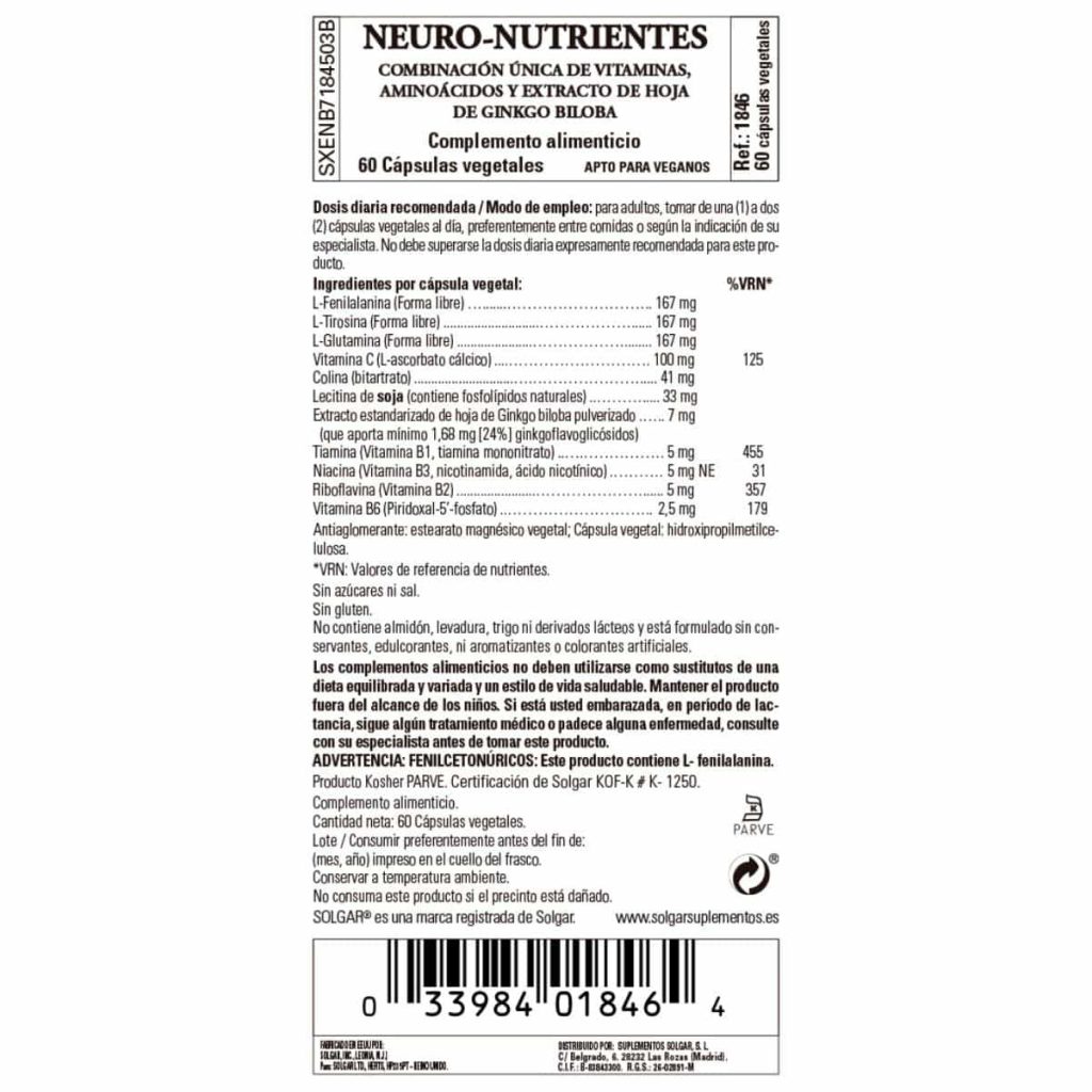 Neuro Nutrientes - 60 Cápsulas Veganas detalle 1