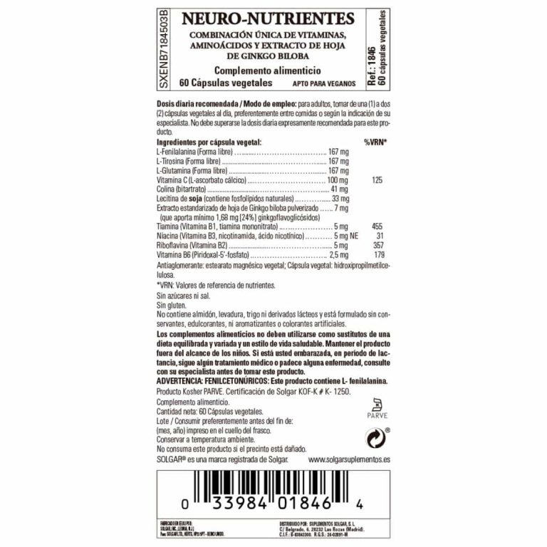 Neuro Nutrientes – 60 Cápsulas Veganas