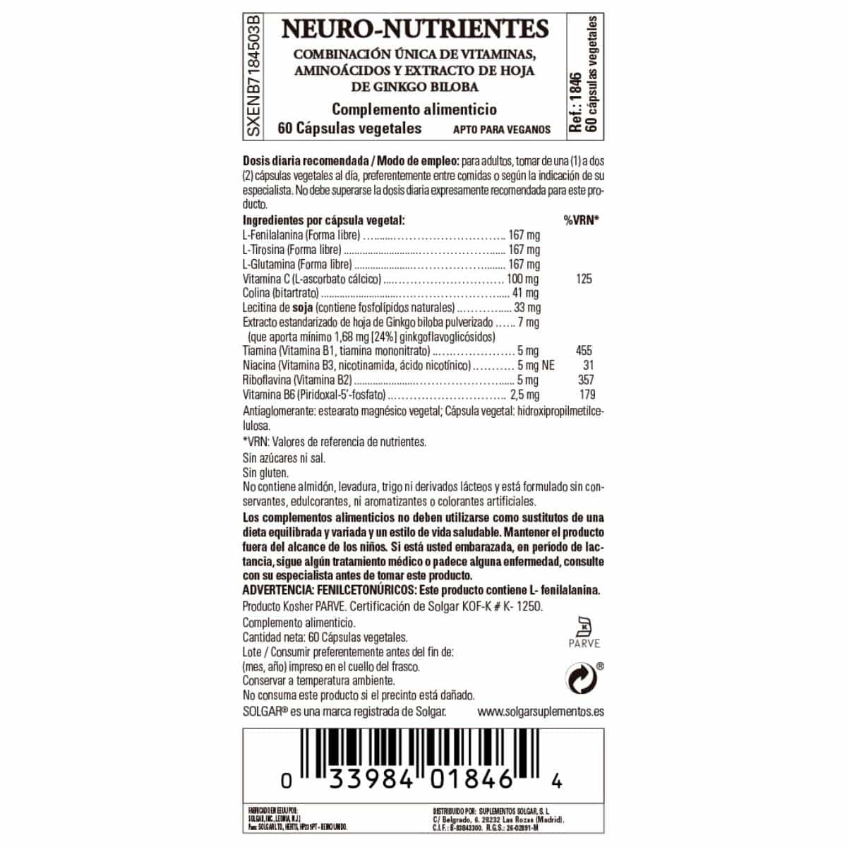 Neuro Nutrientes – 60 Cápsulas Veganas