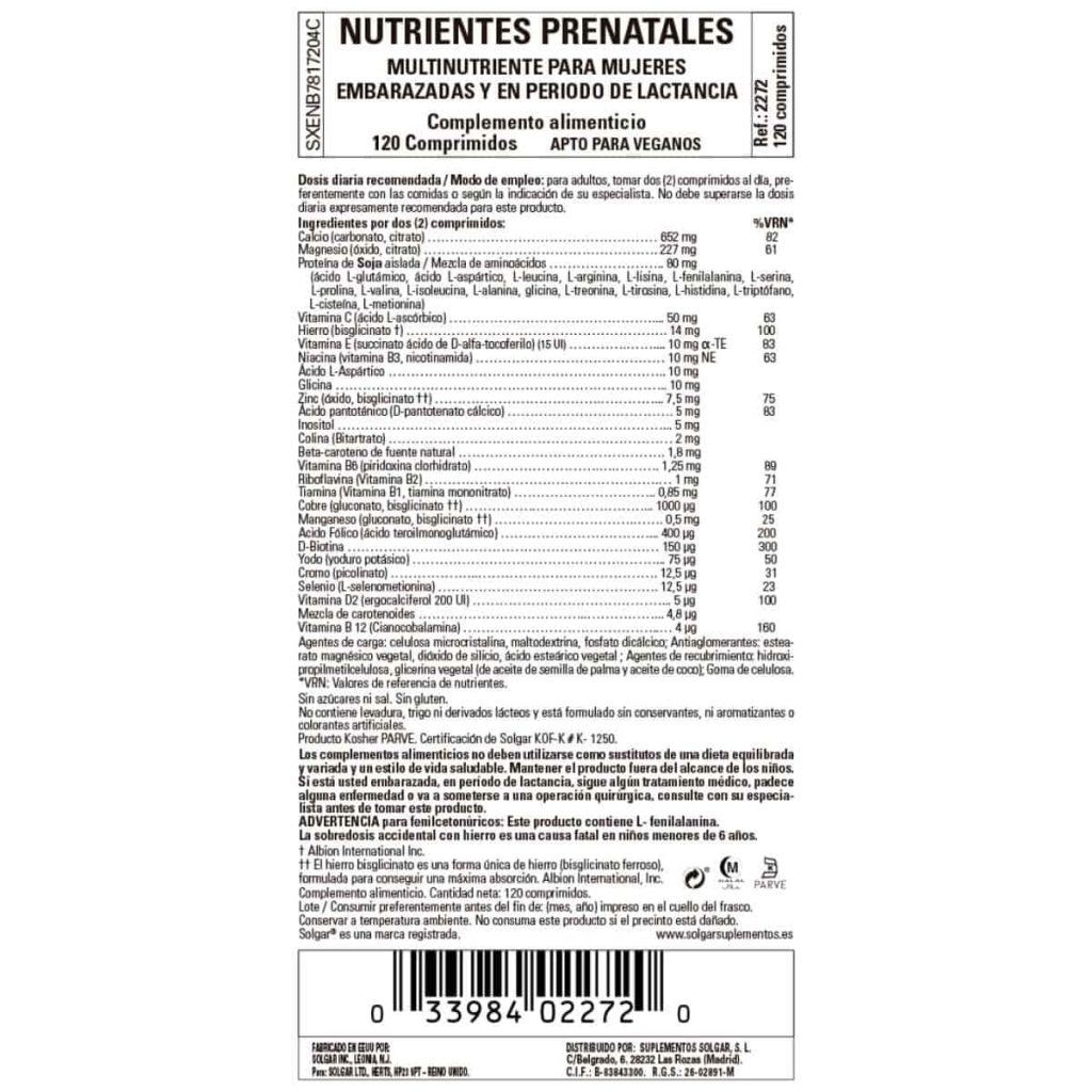 Nutrientes Prenatales - 120 Comprimidos detalle 1