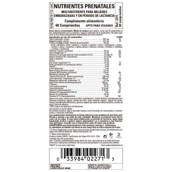 Nutrientes Prenatales - 60 Comprimidos