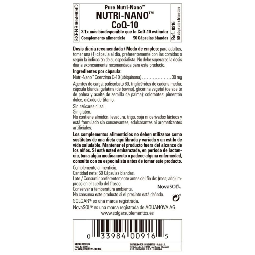 Nutri-Nano Coenzima Q10 - 50 Cápsulas Blandas detalle 1