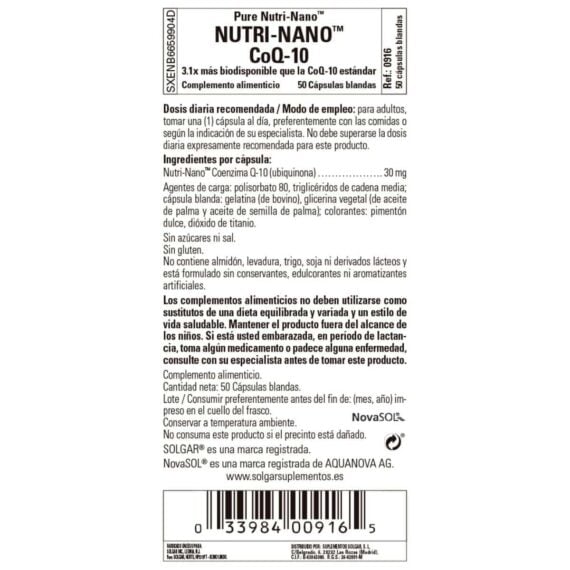 Nutri-Nano Coenzima Q10 - 50 Cápsulas Blandas