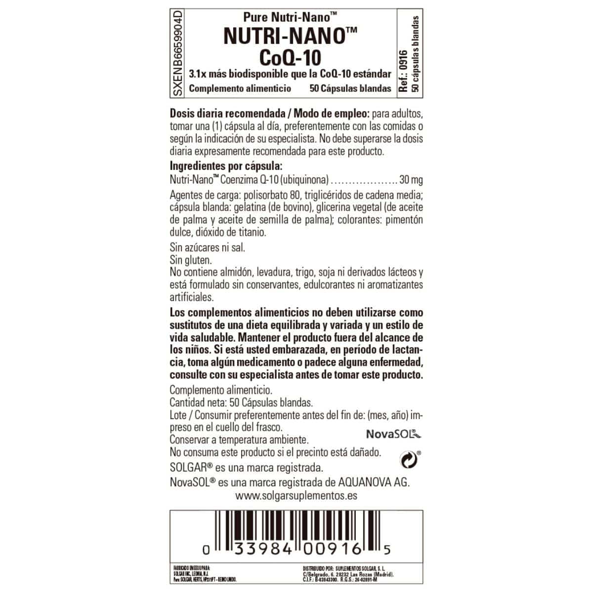 Nutri-Nano Coenzima Q10 – 50 Cápsulas Blandas