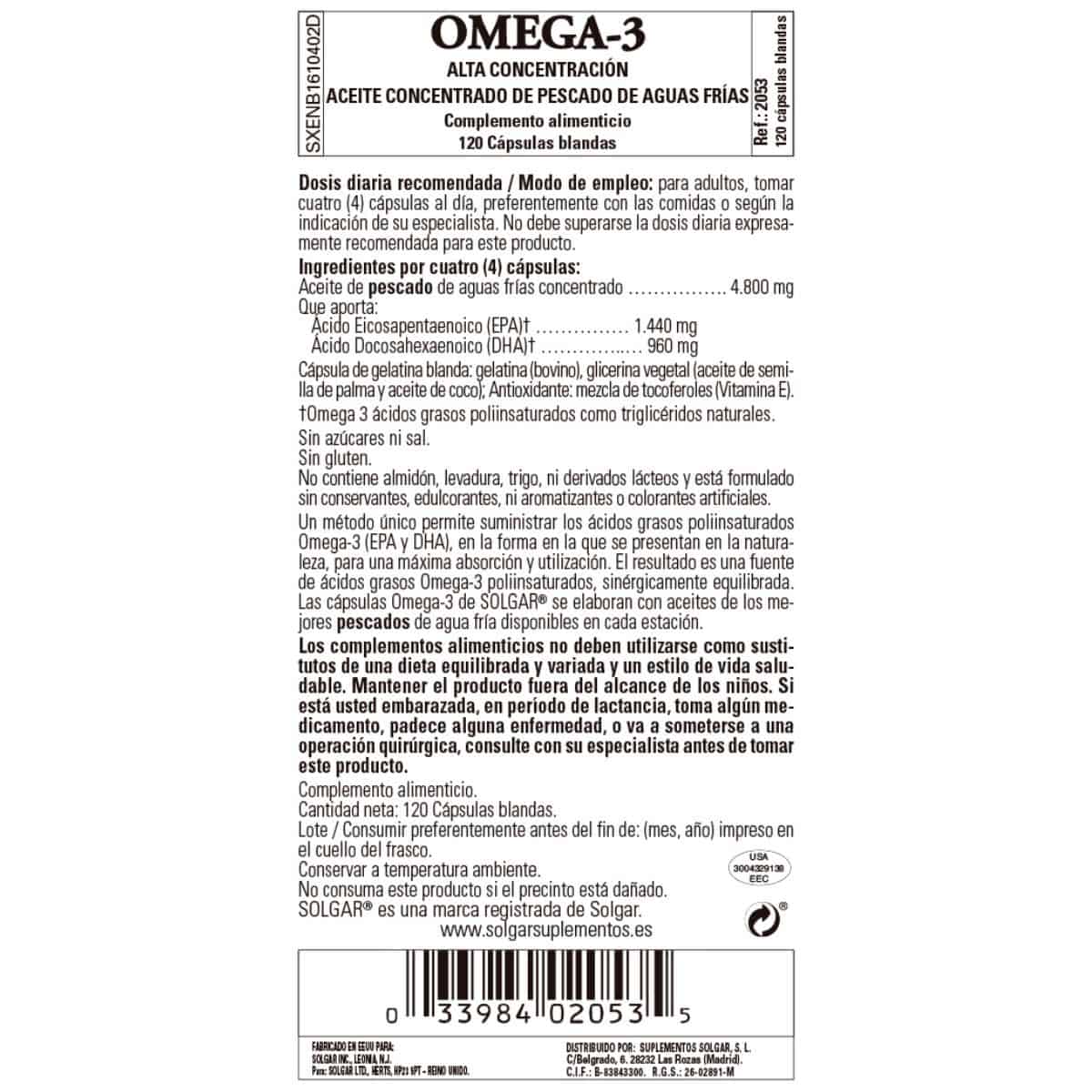 Omega 3 Alta Concentración – 120 Cápsulas Blandas
