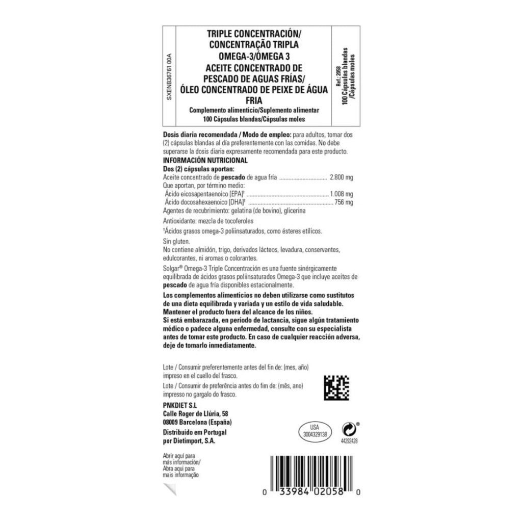 Omega 3 Triple Concentracion - 100 Capsulas Blandas