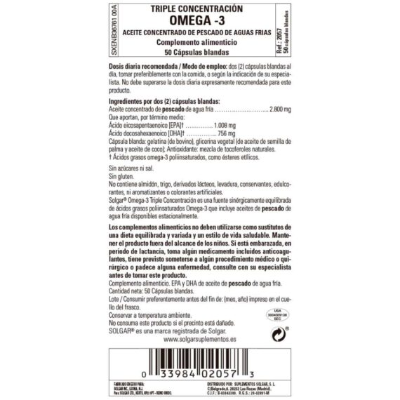 Omega 3 Triple Concentración - 50 Cápsulas Blandas