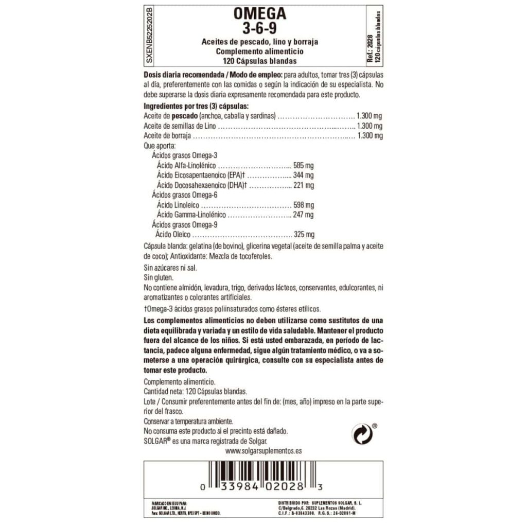 Omega 3-6-9 - 120 Cápsulas Gel Blandas detalle 1