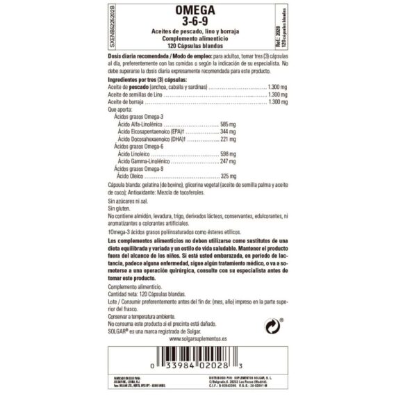 Omega 369 - 120 Cápsulas Gel Blandas