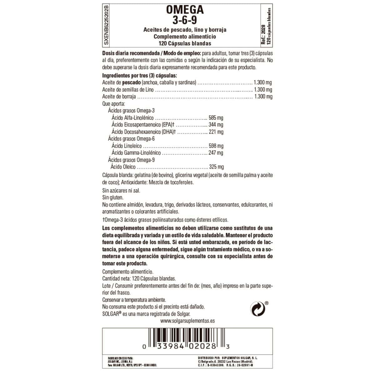 Omega 3-6-9 – 120 Cápsulas Gel Blandas