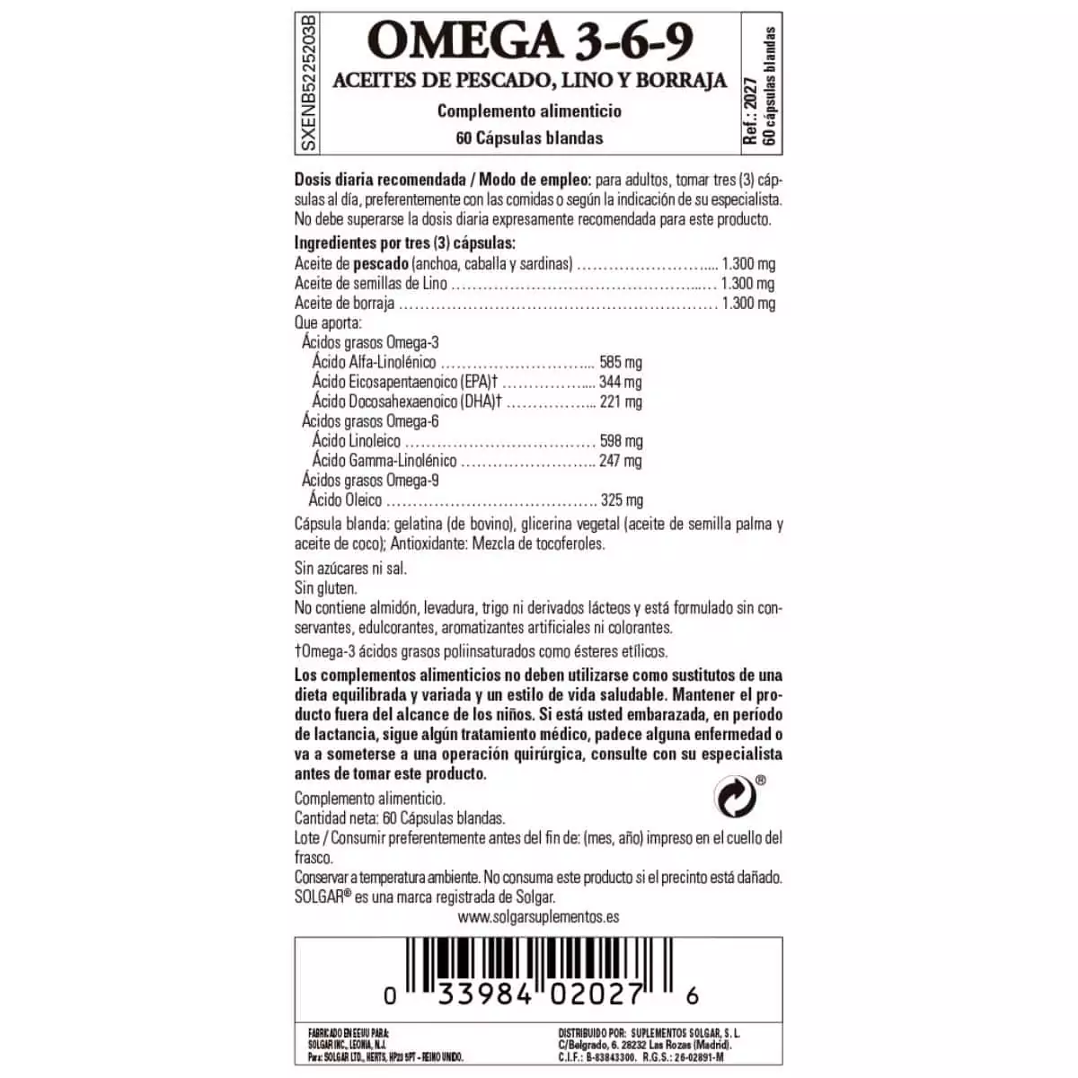 Omega 3-6-9 – 60 Cápsulas Gel Blandas