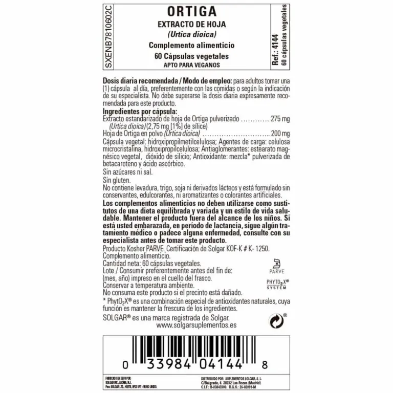 Ortiga -Hoja- 60 Cápsulas Veganas