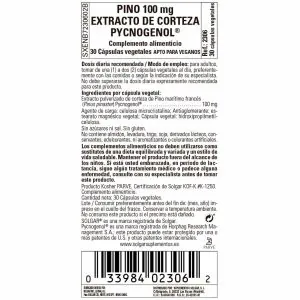 Corteza de Pino -Pycnogenol- 100 mg – 30 Cápsulas Veganas