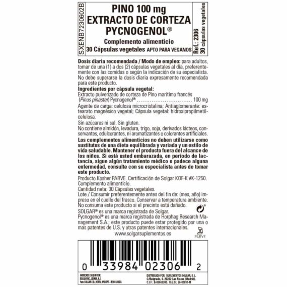 Corteza de Pino -Pycnogenol- 100 mg - 30 Cápsulas Veganas