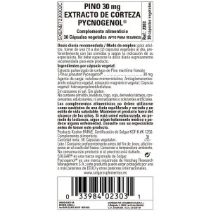 Corteza de Pino -Pycnogenol- 30 mg – 30 Cápsulas Veganas