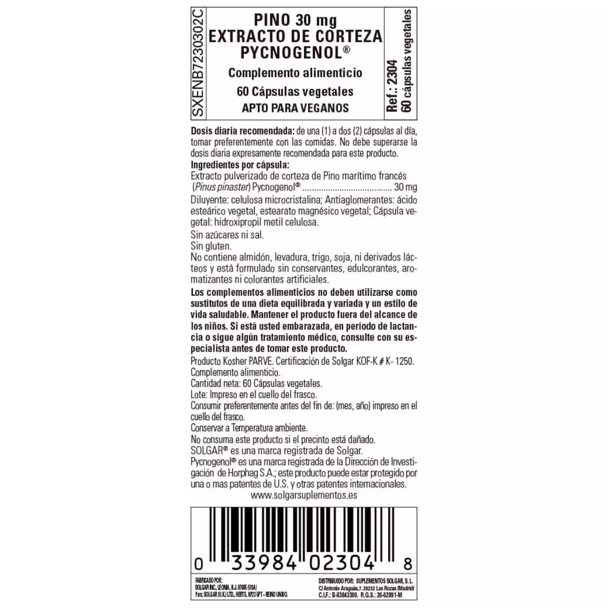 Corteza de Pino -Pycnogenol- 30 mg – 60 Cápsulas Veganas