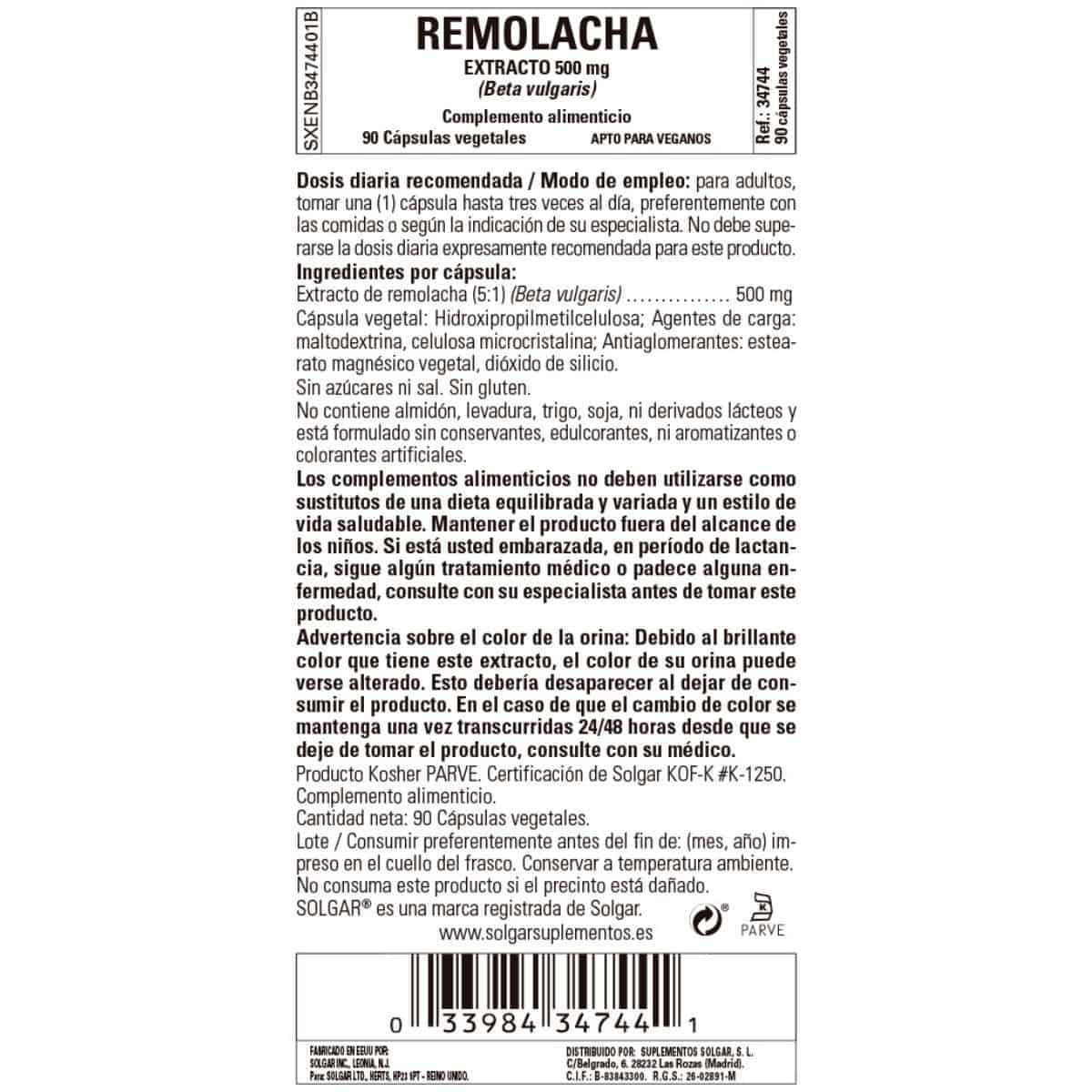 Remolacha Extracto 500 mg – 90 Cápsulas Veganas