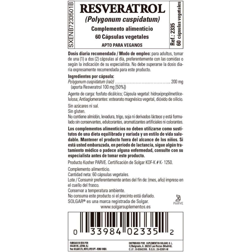 Resveratrol - 60 Cápsulas Veganas detalle 1