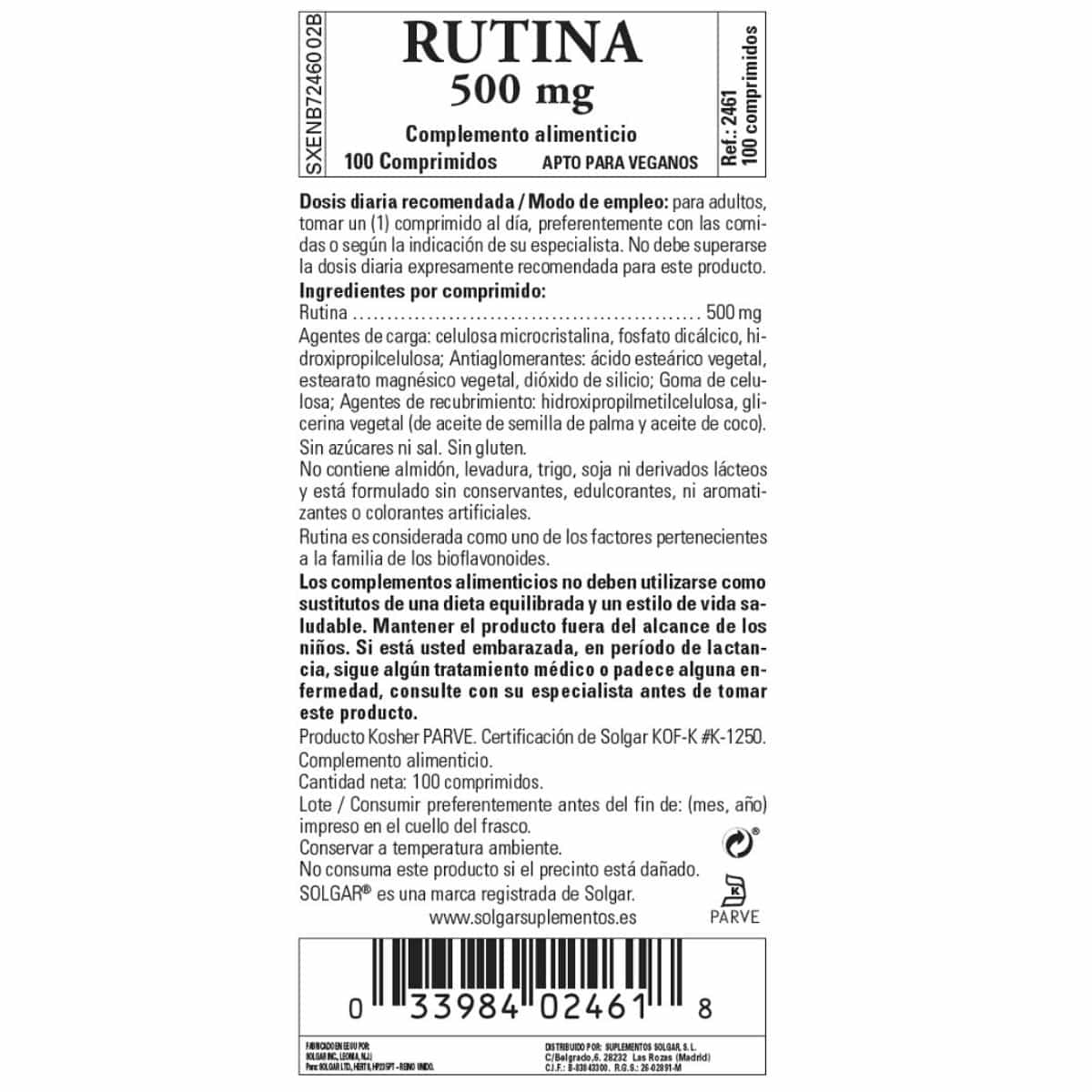 Rutina 500 mg – 100 Comprimidos