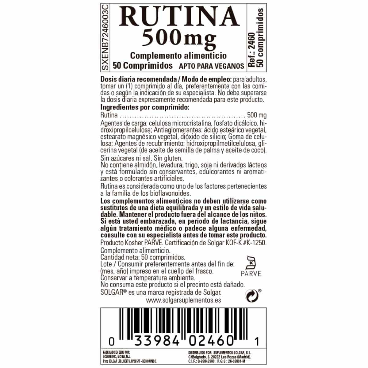 Rutina 500 mg – 50 Comprimidos